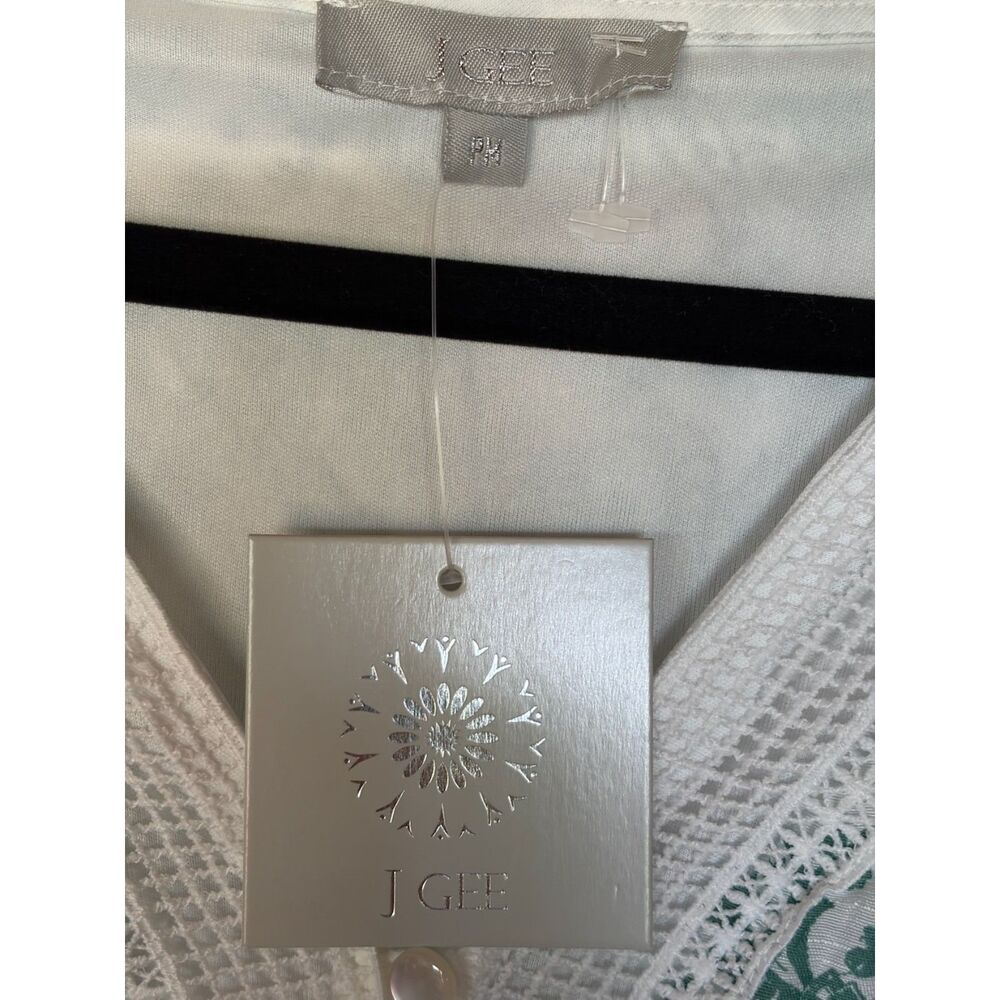 J Gee Sleeveless Maxi Sundress PM White Green Lace Trim NWT Petite Medium - Picture 5 of 8